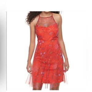 Junior Candies mesh high neck dress red size L